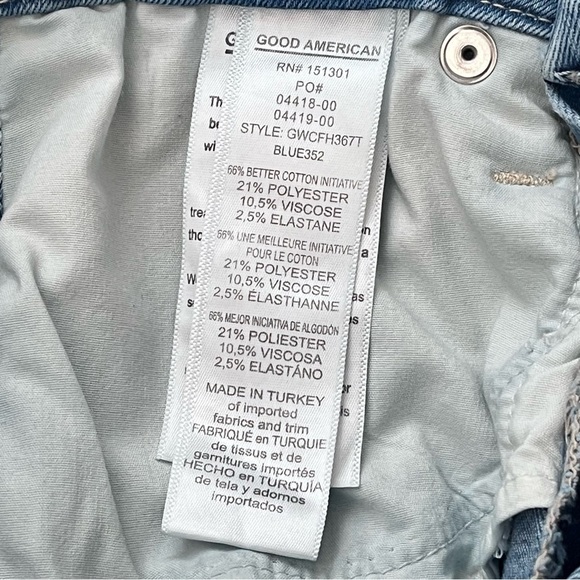 Good American Good Waist Jeans Raw Edge Distressed Style GWCFH367T Size 0 / 25 - Picture 7 of 7
